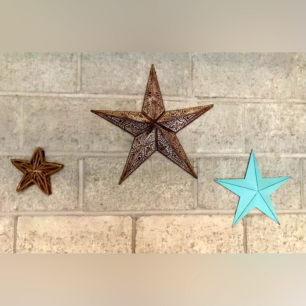 Decorative Metal Wall Star (3) - Turquoise and brown